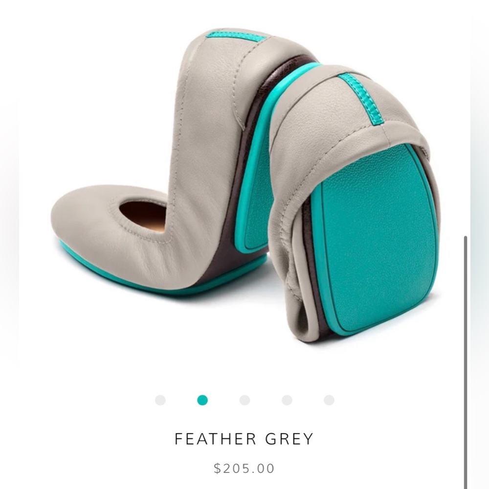 TIEKS Size 6 Feather Gray Leather Ballet Flats Orig $205